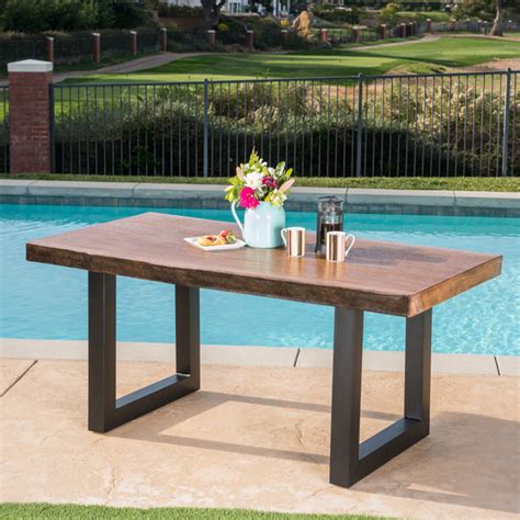 noble house antique teak metal table|antique faux live edge dining table.